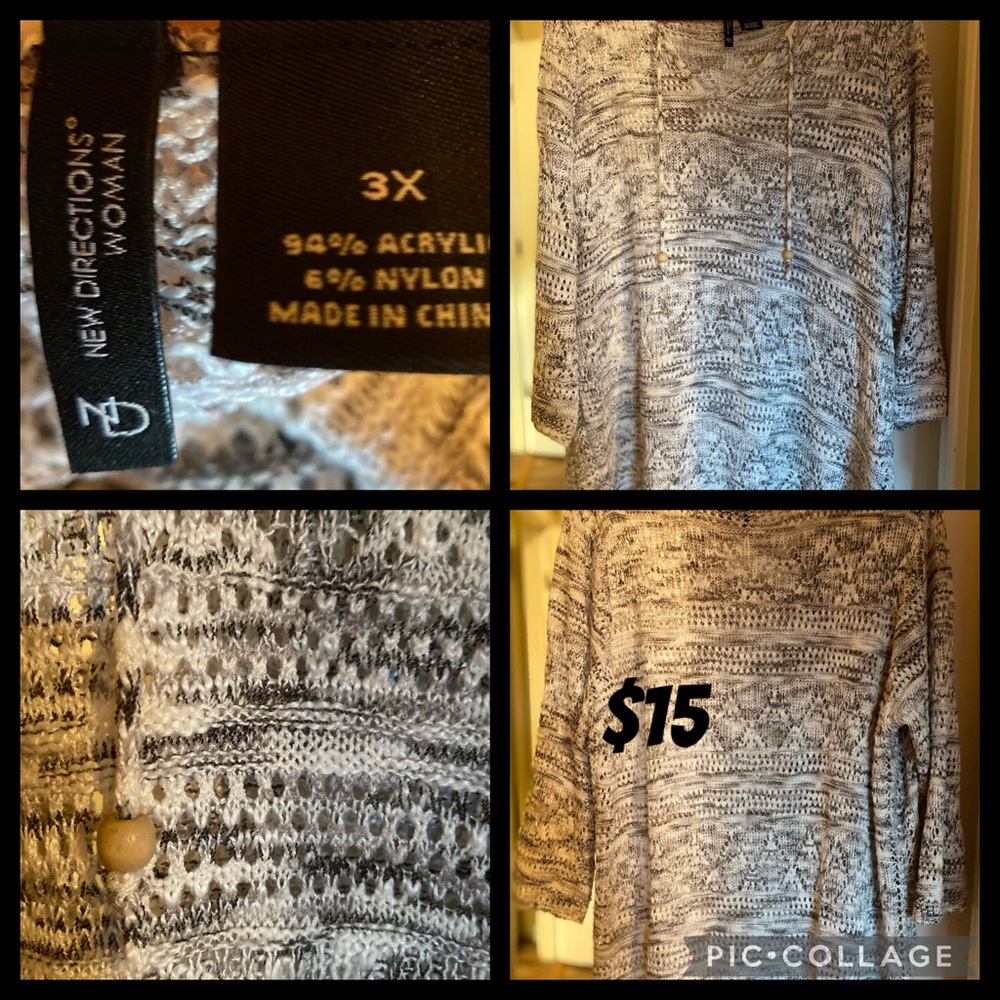 3X tunic length sweater
